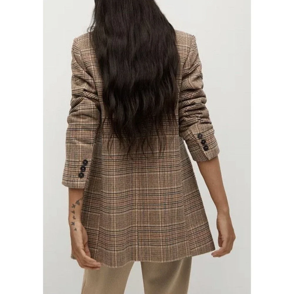 MANGO MNG Women’s Size Small Wrap Check Suit Blazer NWT OPEN 2 OFFERS - Picture 4 of 14
